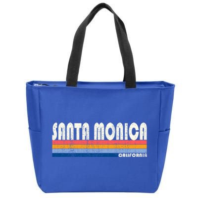 Vintage 70s 80s Style Santa Monica Ca Funny Gift Zip Tote Bag