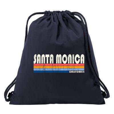 Vintage 70s 80s Style Santa Monica Ca Funny Gift Drawstring Bag