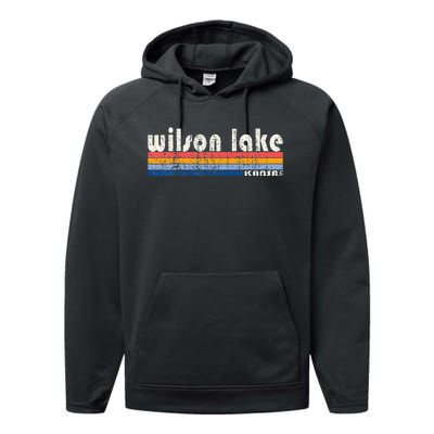 Vintage 70s 80s Style Wilson Lake Ks Performance Fleece Hoodie