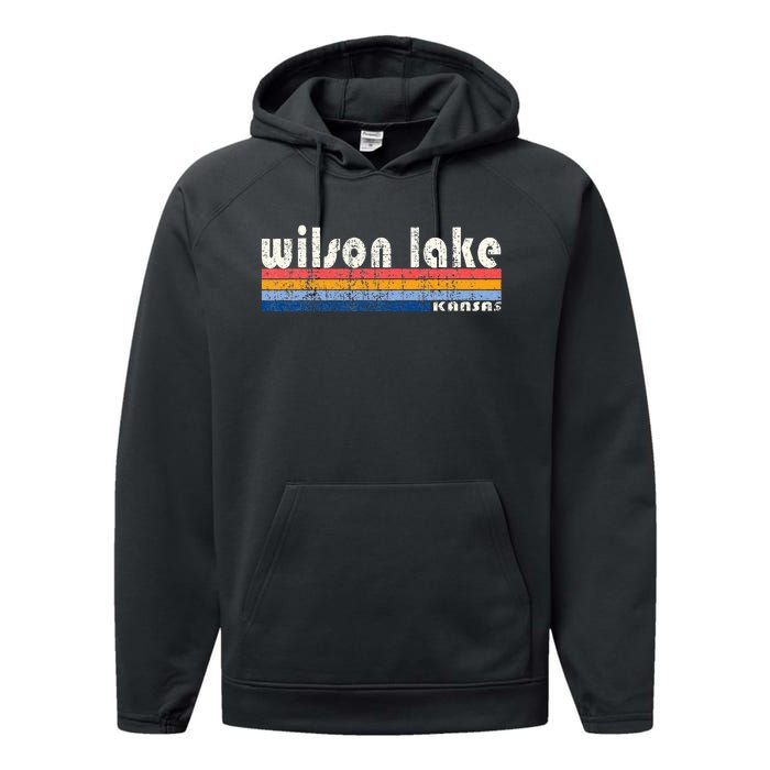 Vintage 70s 80s Style Wilson Lake Ks Performance Fleece Hoodie