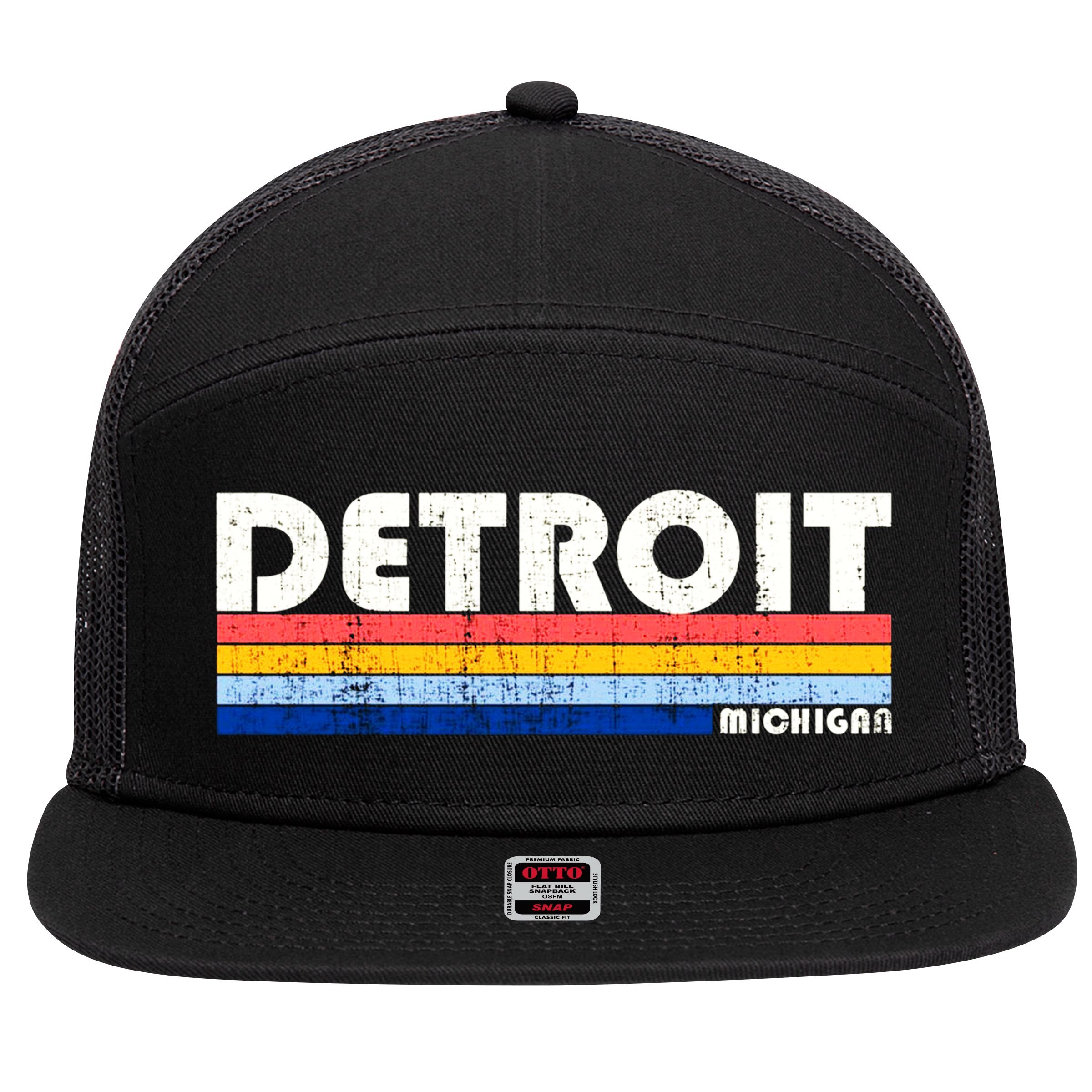 Vintage 70s 80s Style Detroit Mi Great 7 Panel Mesh Trucker Snapback Hat