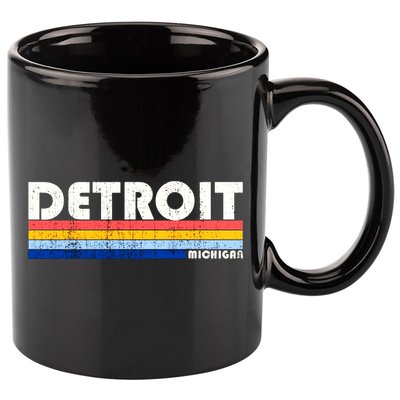 Vintage 70s 80s Style Detroit Mi Great 11oz C Handle Ceramic Mug