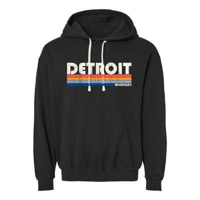Vintage 70s 80s Style Detroit Mi Great Gift Garment-Dyed Fleece Hoodie