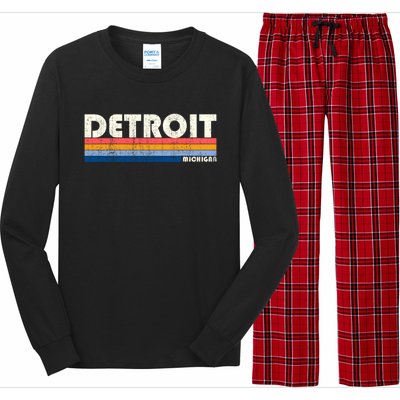 Vintage 70s 80s Style Detroit Mi Great Gift Long Sleeve Pajama Set