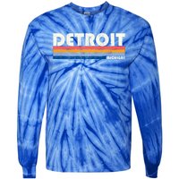 Vintage 70s 80s Style Detroit Mi Great Gift Tie-Dye Long Sleeve Shirt