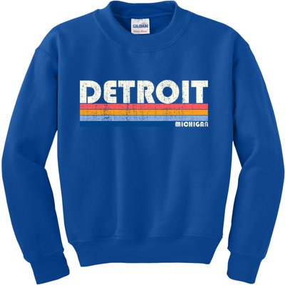 Vintage 70s 80s Style Detroit Mi Great Gift Kids Sweatshirt