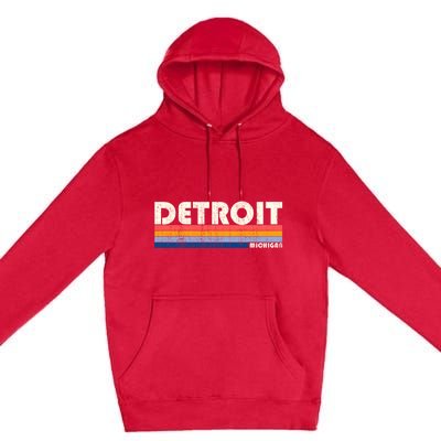 Vintage 70s 80s Style Detroit Mi Great Gift Premium Pullover Hoodie