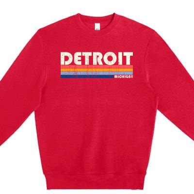 Vintage 70s 80s Style Detroit Mi Great Gift Premium Crewneck Sweatshirt