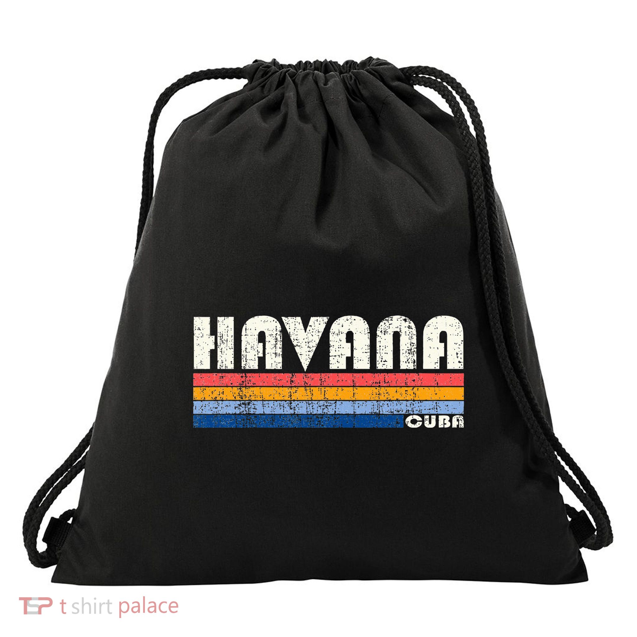 Vintage 70s 80s Style Havana Cuba Drawstring Bag