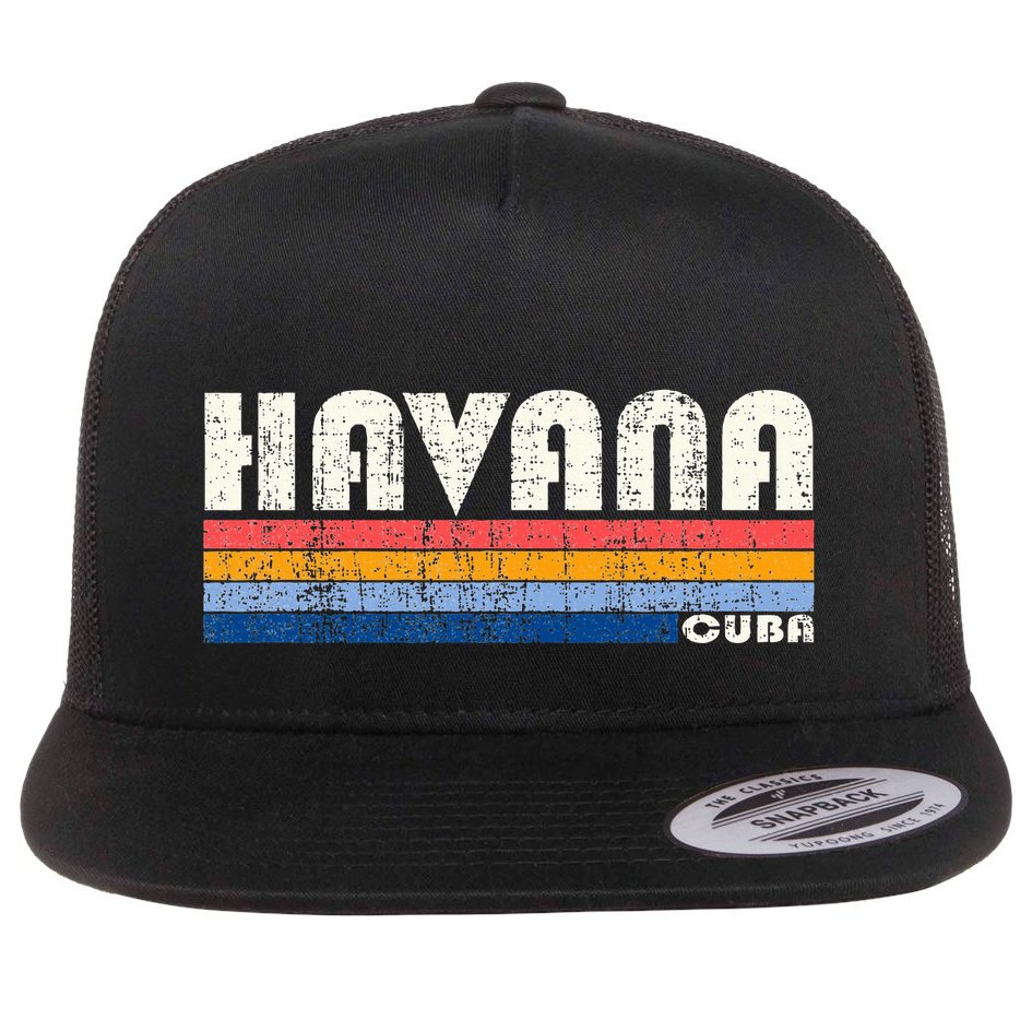 Vintage 70s 80s Style Havana Cuba Flat Bill Trucker Hat