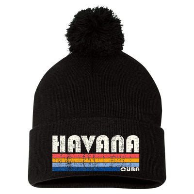 Vintage 70s 80s Style Havana Cuba Pom Pom 12in Knit Beanie
