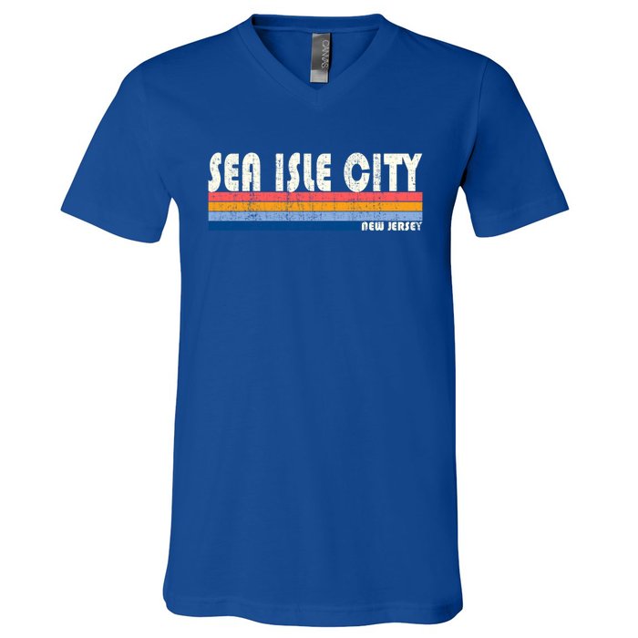 Vintage 70S 80S Style Sea Isle City Nj Gift V-Neck T-Shirt