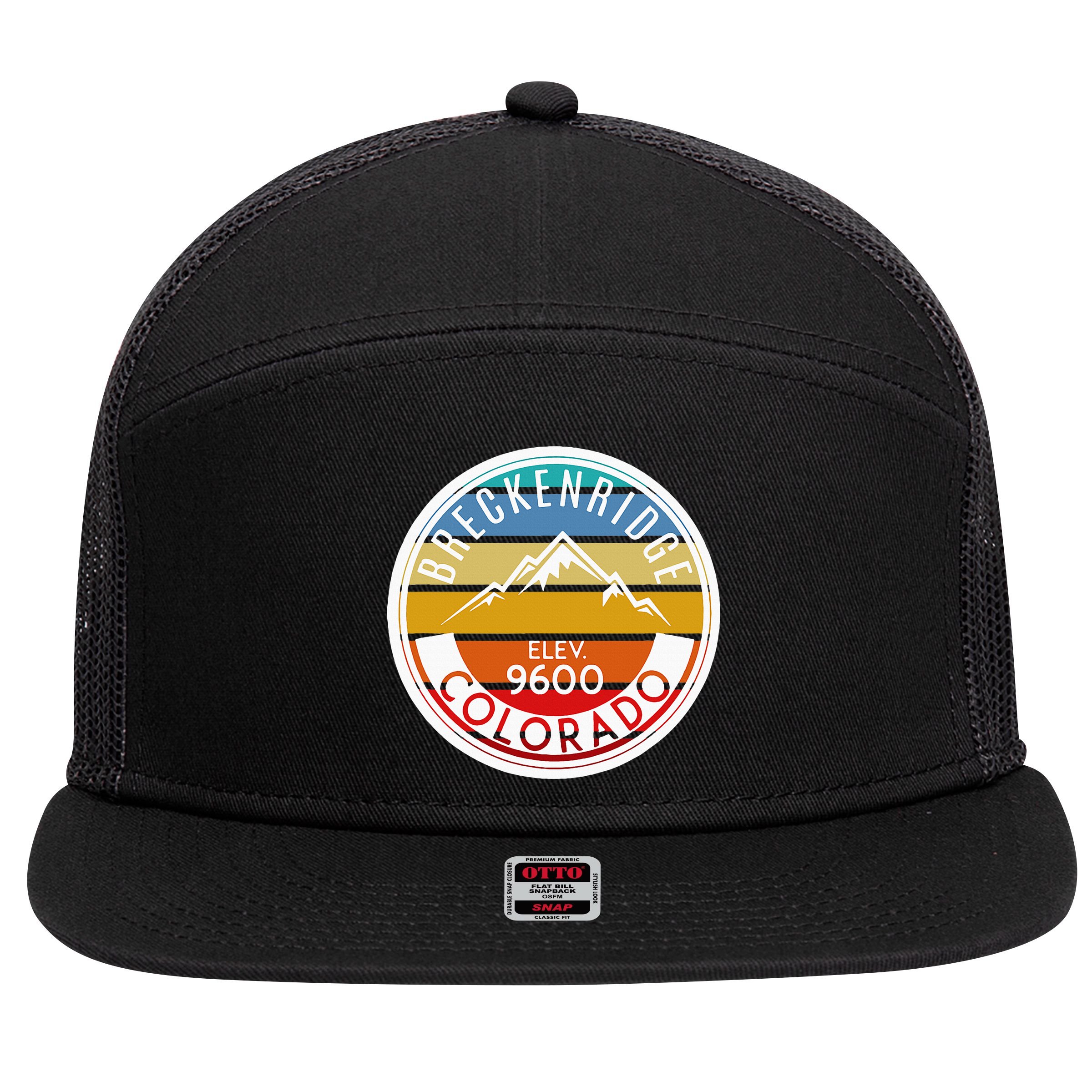Vintage 70s 80s Breckenridge Colorado Rocky Mountain Skiing 7 Panel Mesh Trucker Snapback Hat