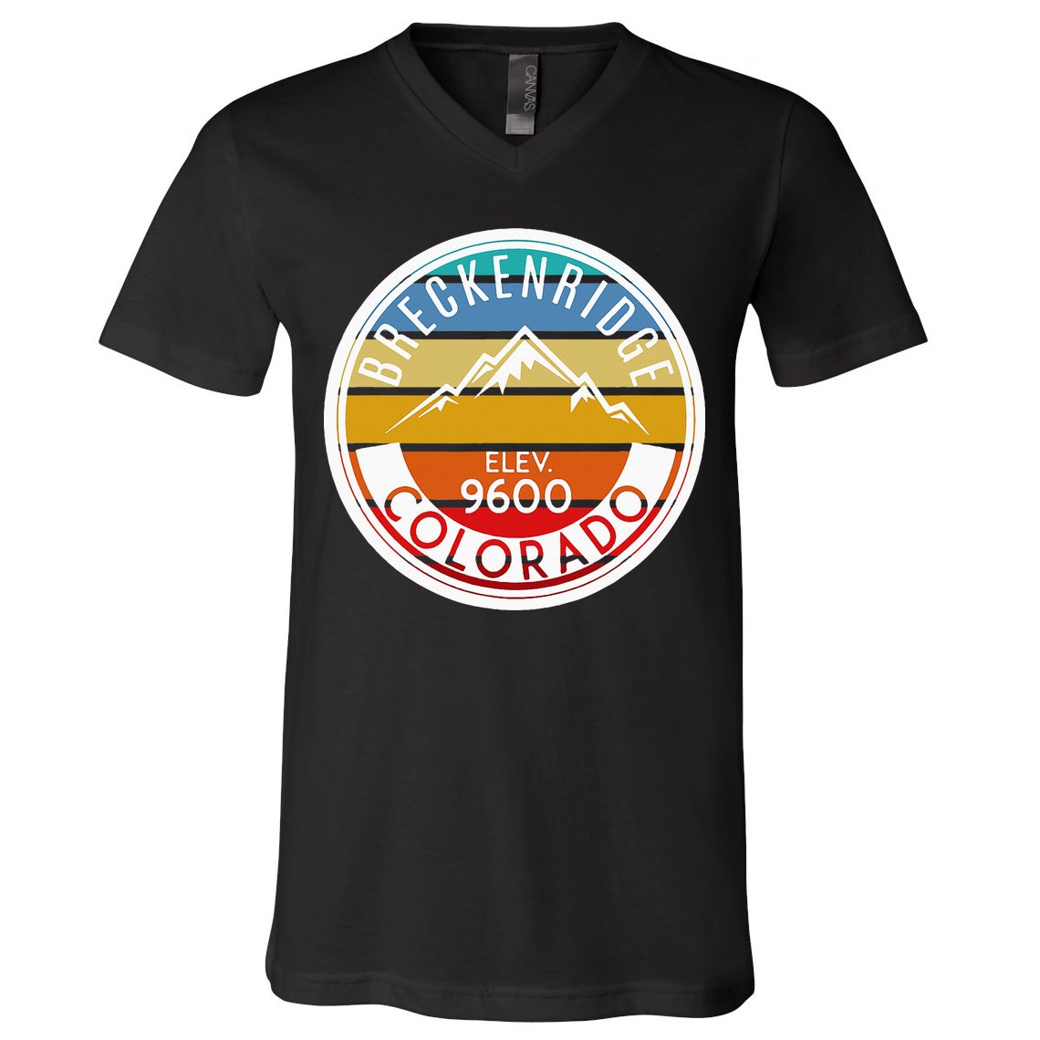 Vintage 70s 80s Breckenridge Colorado Rocky Mountain Skiing V-Neck T-Shirt