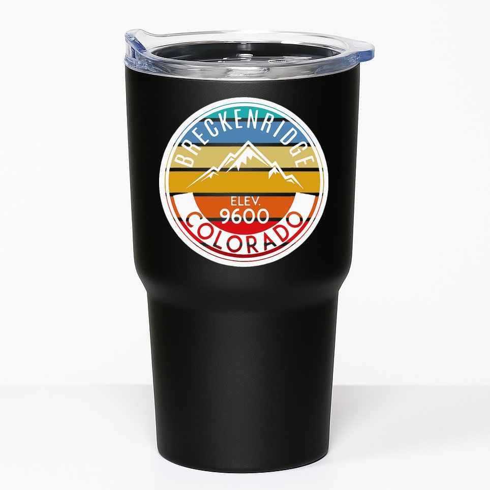 Vintage 70s 80s Breckenridge Colorado Rocky Mountain Skiing Tumbler
