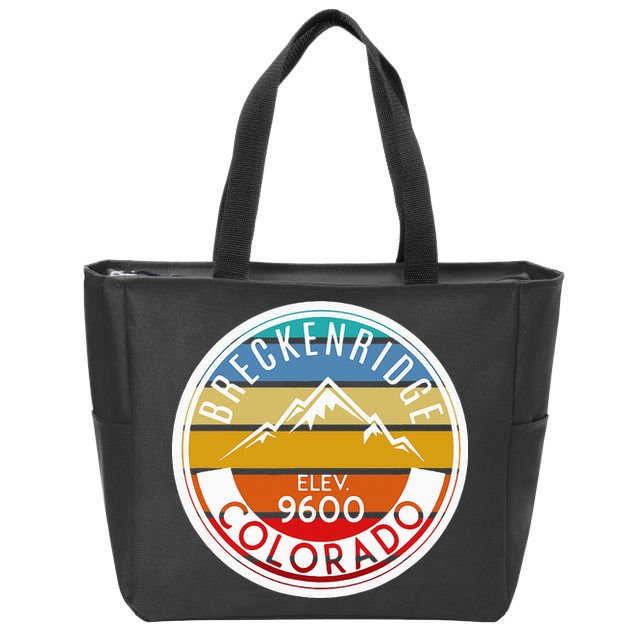 Vintage 70s 80s Breckenridge Colorado Rocky Mountain Skiing Zip Tote Bag