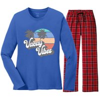 Vintage 70's Aloha Vacay Vibes Beach Surfing Retro Meaningful Gift Women's Long Sleeve Flannel Pajama Set 