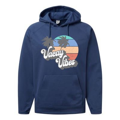 Vintage 70's Aloha Vacay Vibes Beach Surfing Retro Meaningful Gift Performance Fleece Hoodie