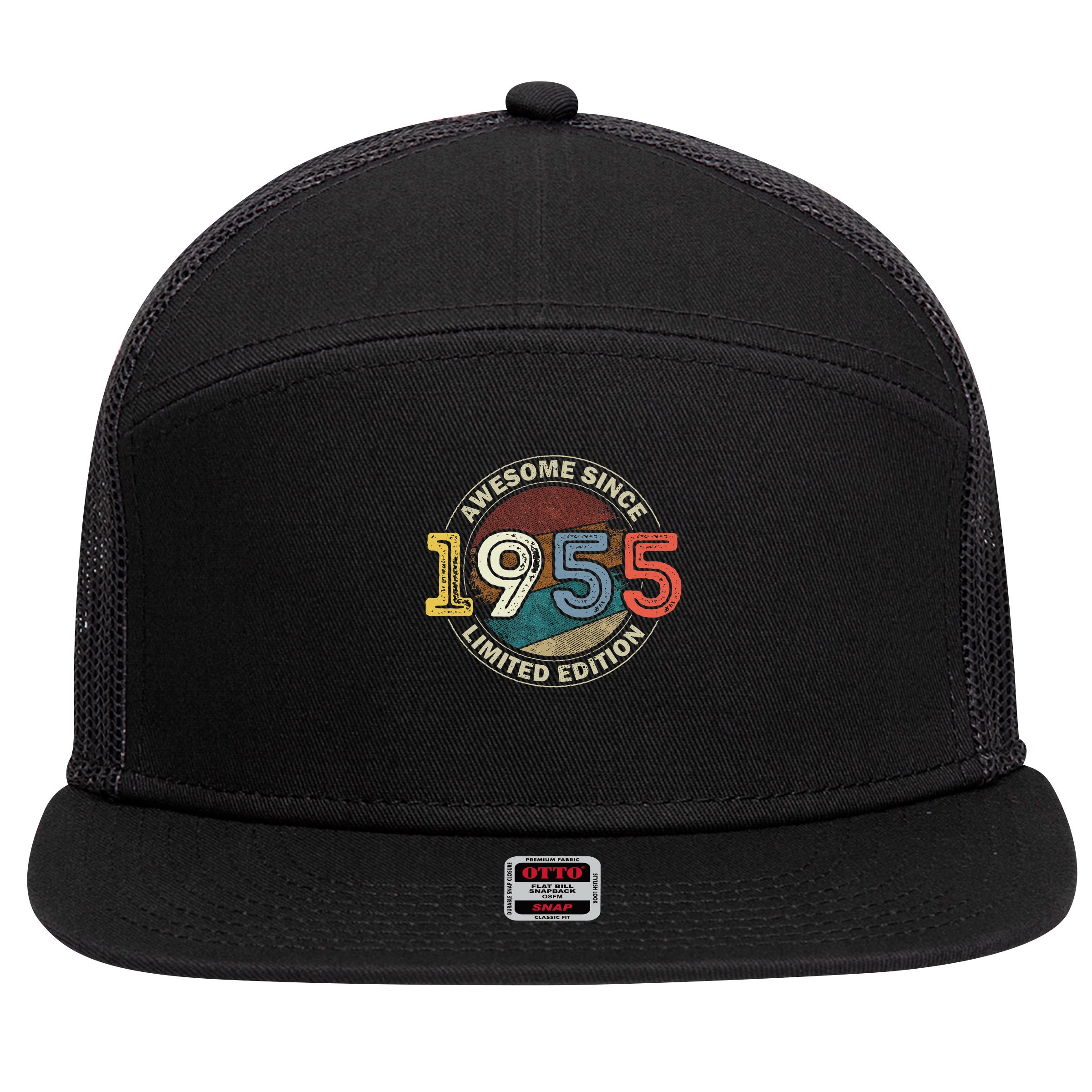 Vintage 70 Birthday Decorations 70yr 1955 70th Birthday 7 Panel Mesh Trucker Snapback Hat