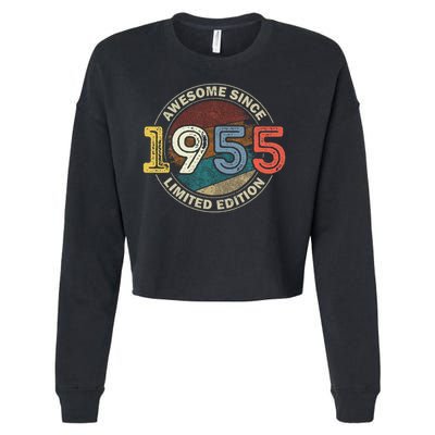 Vintage 70 Birthday Decorations 70yr 1955 70th Birthday Cropped Pullover Crew