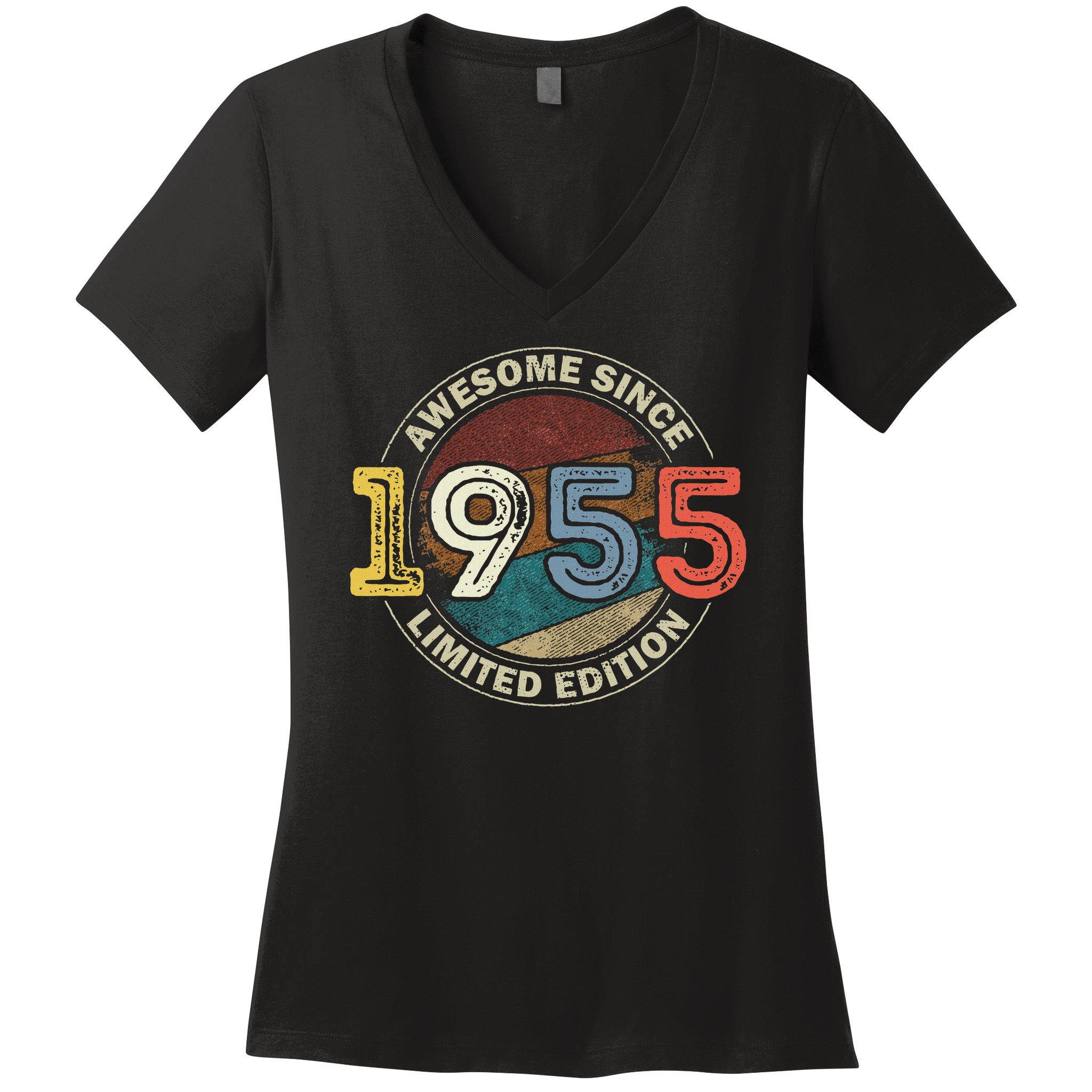 Vintage 70 Birthday Decorations 70yr 1955 70th Birthday Women's V-Neck T-Shirt