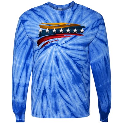 Venezuela 7 Big Stars Flag Minimalist Tie-Dye Long Sleeve Shirt