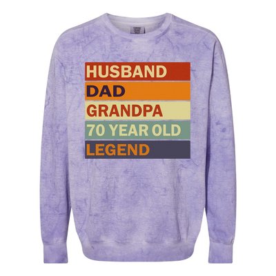 Vintage 70th Birthday Saying For 70 Year Old Dad And Grandpa Colorblast Crewneck Sweatshirt