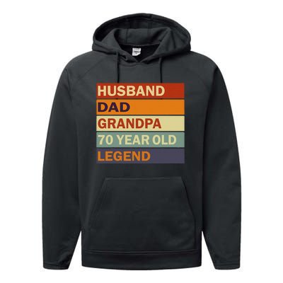 Vintage 70th Birthday Saying For 70 Year Old Dad And Grandpa Performance Fleece Hoodie