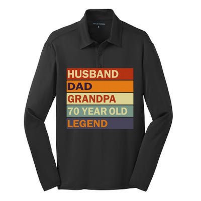 Vintage 70th Birthday Saying For 70 Year Old Dad And Grandpa Silk Touch Performance Long Sleeve Polo