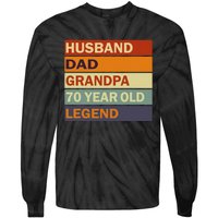 Vintage 70th Birthday Saying For 70 Year Old Dad And Grandpa Tie-Dye Long Sleeve Shirt