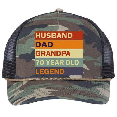 Vintage 70th Birthday Saying For 70 Year Old Dad And Grandpa Retro Rope Trucker Hat Cap