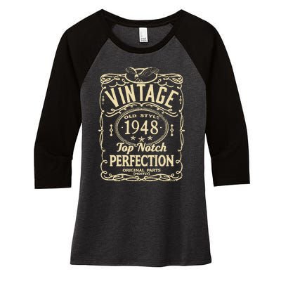 Vintage 75th Birthday top notch 1948 Women's Tri-Blend 3/4-Sleeve Raglan Shirt