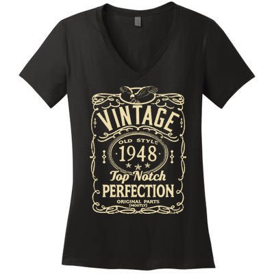 Vintage 75th Birthday top notch 1948 Women's V-Neck T-Shirt