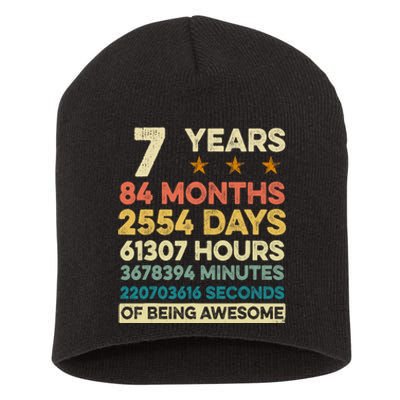 Vintage 7th Birthday Gift 7 Years Old 84 Months Short Acrylic Beanie