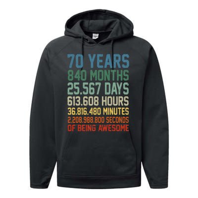 Vintage 70th Birthday 70 Years Old Being Awesome Anniversary Performance Fleece Hoodie