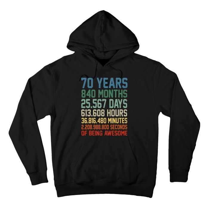 Vintage 70th Birthday 70 Years Old Being Awesome Anniversary Hoodie