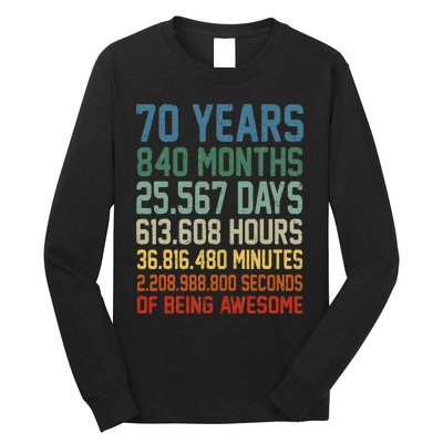 Vintage 70th Birthday 70 Years Old Being Awesome Anniversary Long Sleeve Shirt