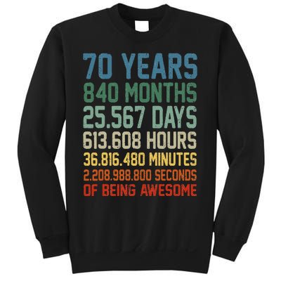 Vintage 70th Birthday 70 Years Old Being Awesome Anniversary Sweatshirt