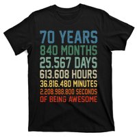 Vintage 70th Birthday 70 Years Old Being Awesome Anniversary T-Shirt