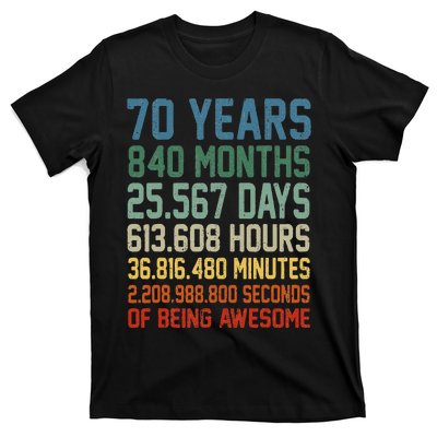 Vintage 70th Birthday 70 Years Old Being Awesome Anniversary T-Shirt