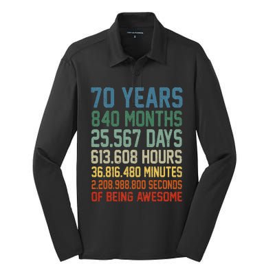 Vintage 70th Birthday 70 Years Old Being Awesome Anniversary Silk Touch Performance Long Sleeve Polo