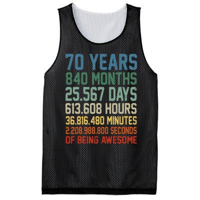 Vintage 70th Birthday 70 Years Old Being Awesome Anniversary Mesh Reversible Basketball Jersey Tank