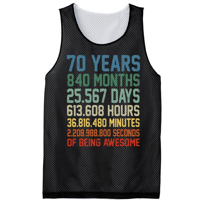 Vintage 70th Birthday 70 Years Old Being Awesome Anniversary Mesh Reversible Basketball Jersey Tank