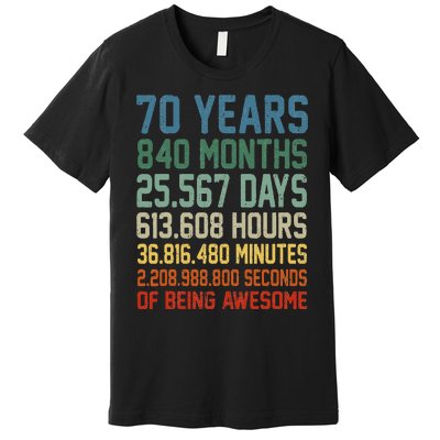 Vintage 70th Birthday 70 Years Old Being Awesome Anniversary Premium T-Shirt