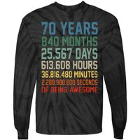 Vintage 70th Birthday 70 Years Old Being Awesome Anniversary Tie-Dye Long Sleeve Shirt