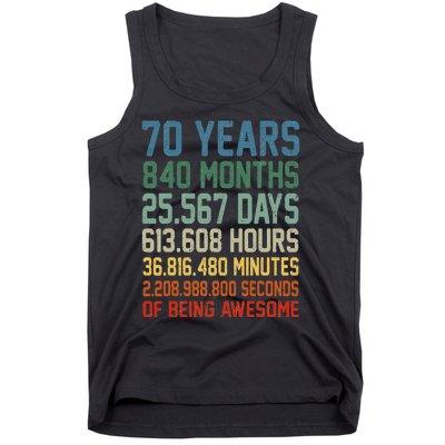 Vintage 70th Birthday 70 Years Old Being Awesome Anniversary Tank Top