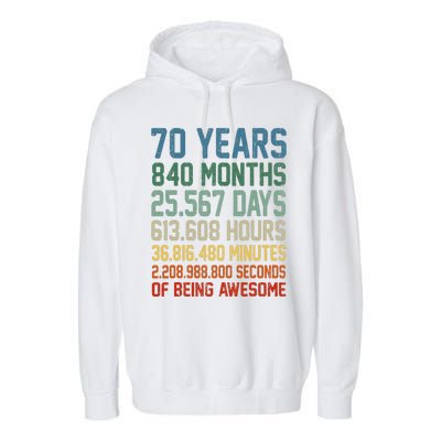 Vintage 70th Birthday 70 Years Old Being Awesome Anniversary Garment-Dyed Fleece Hoodie