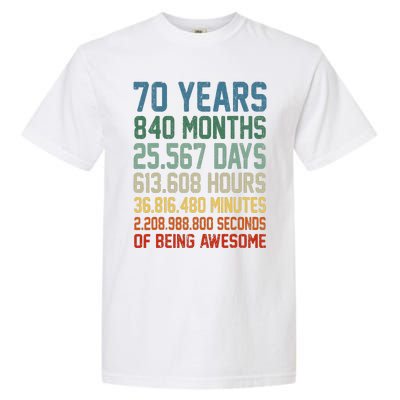 Vintage 70th Birthday 70 Years Old Being Awesome Anniversary Garment-Dyed Heavyweight T-Shirt