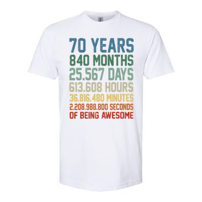 Vintage 70th Birthday 70 Years Old Being Awesome Anniversary Softstyle CVC T-Shirt