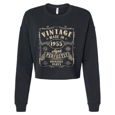 Vintage 70th Birthday Decorations Funny 1955 70 Birthday Cropped Pullover Crew